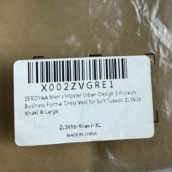 ZEROYAA Men's Beige Dress Vest - XL - New with Tags - Picture 7 of 7